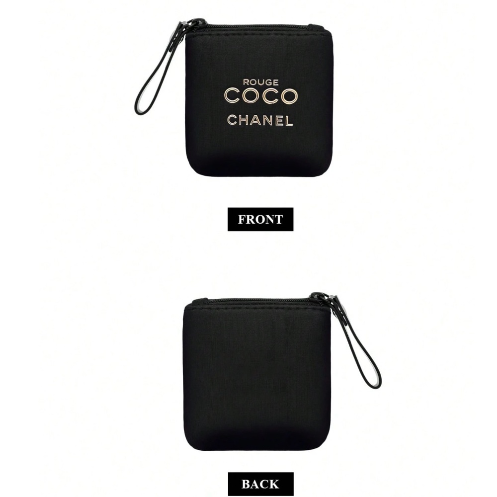 New CHANEL  Black Mini Makeup Bag Lipstick Organizer Coin Pouch - Picture 2 of 5
